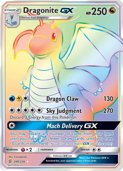 Dragonite GX Secret Rare #248/236 Holofoil Pokémon card from SM - Unified Minds