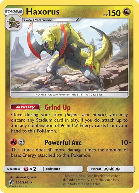 Haxorus #156/236 Holofoil Pokémon card from SM - Unified Minds
