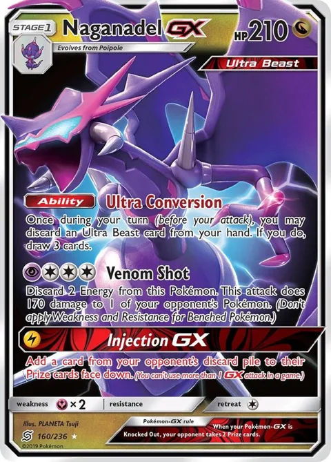 Naganadel GX #160/236 Holofoil Pokémon card from SM - Unified Minds