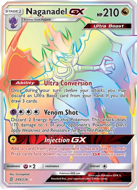Naganadel GX Secret Rare #249/236 Holofoil Pokémon card from SM - Unified Minds