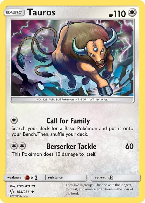 Tauros #164/236 Reverse Holofoil Pokémon card from SM - Unified Minds