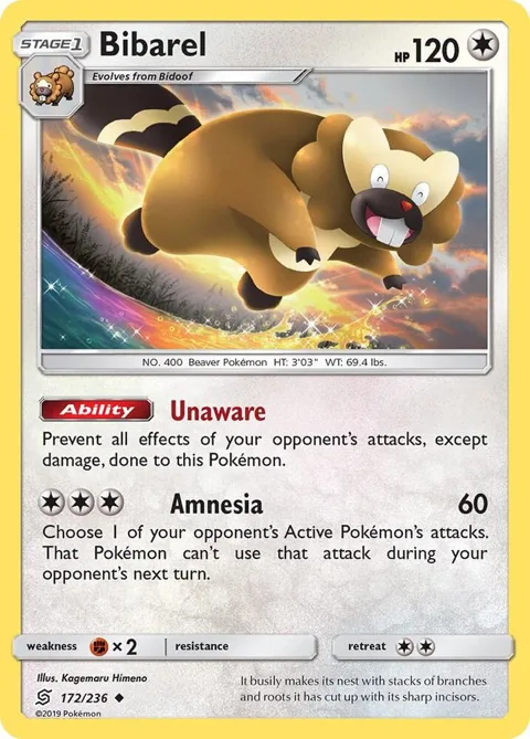 Bibarel #172/236 Reverse Holofoil Pokémon card from SM - Unified Minds