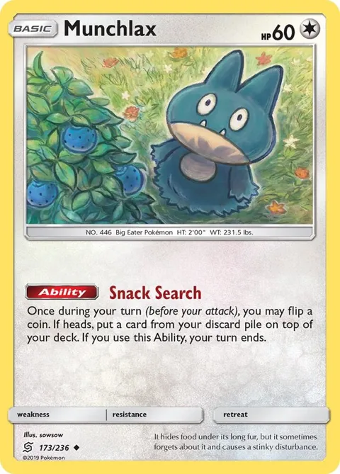 Munchlax #173/236 Pokémon card from SM - Unified Minds