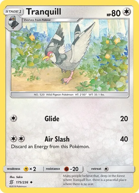 Tranquill #175/236 Reverse Holofoil Pokémon card from SM - Unified Minds