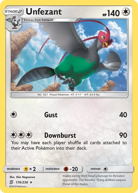Unfezant #176/236 Reverse Holofoil Pokémon card from SM - Unified Minds