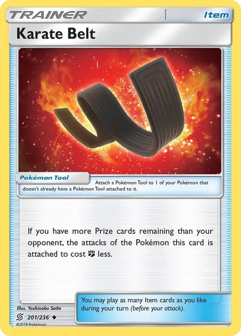 Karate Belt #201/236 Reverse Holofoil Pokémon card from SM - Unified Minds