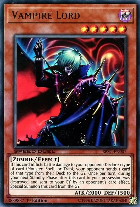 Vampire Lord SBSC-EN007 Yu-Gi-Oh card from Speed Duel: Scars of Battle