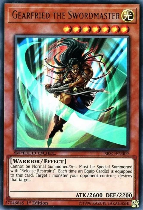Gearfried the Swordmaster SBSC-EN009 Yu-Gi-Oh card from Speed Duel: Scars of Battle