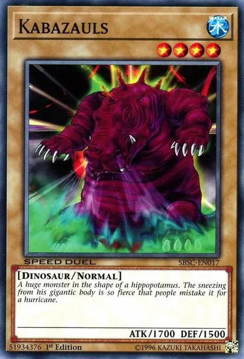 Kabazauls SBSC-EN017 Yu-Gi-Oh card from Speed Duel: Scars of Battle