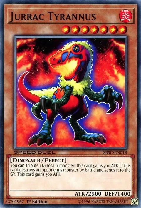 Jurrac Tyrannus SBSC-EN018 Yu-Gi-Oh card from Speed Duel: Scars of Battle