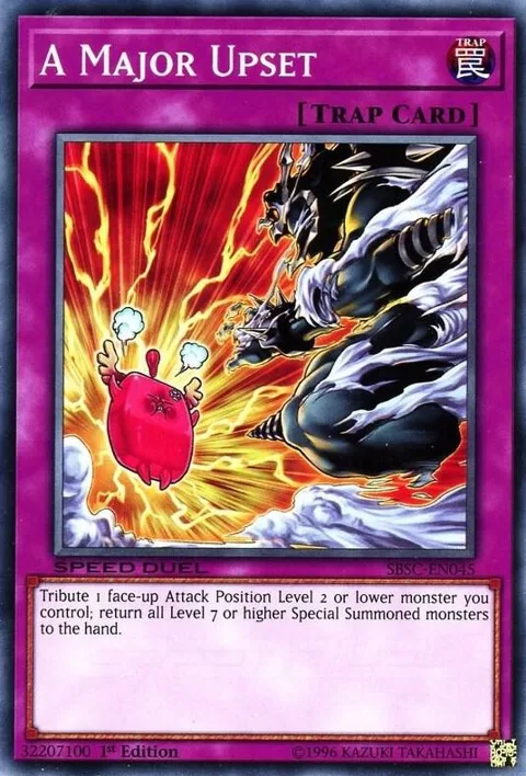 A Major Upset SBSC-EN045 Yu-Gi-Oh card from Speed Duel: Scars of Battle
