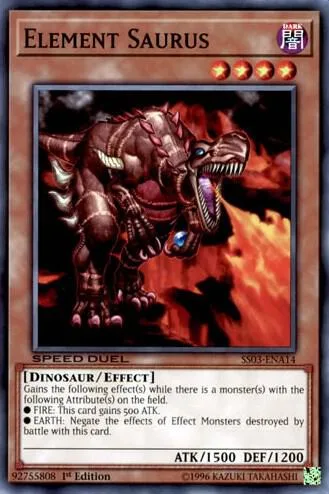 Element Saurus SS03-ENA14 Yu-Gi-Oh card from Speed Duel Decks: Ultimate Predators
