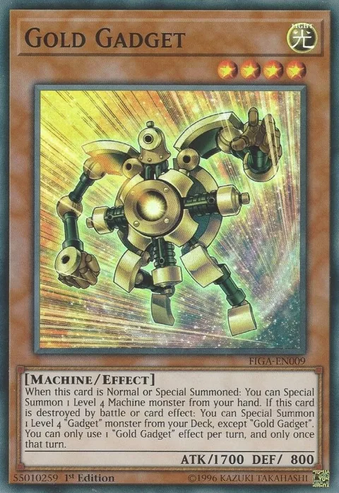 Gold Gadget FIGA-EN009 Yu-Gi-Oh card from Fists of the Gadgets