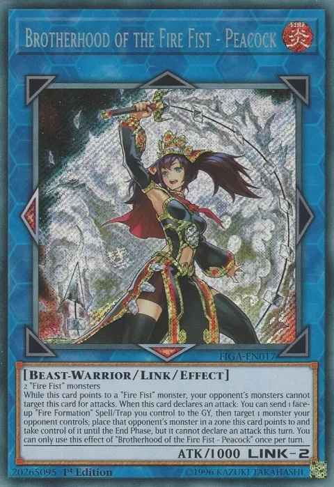 Brotherhood of the Fire Fist - Peacock FIGA-EN017 Yu-Gi-Oh card from Fists of the Gadgets
