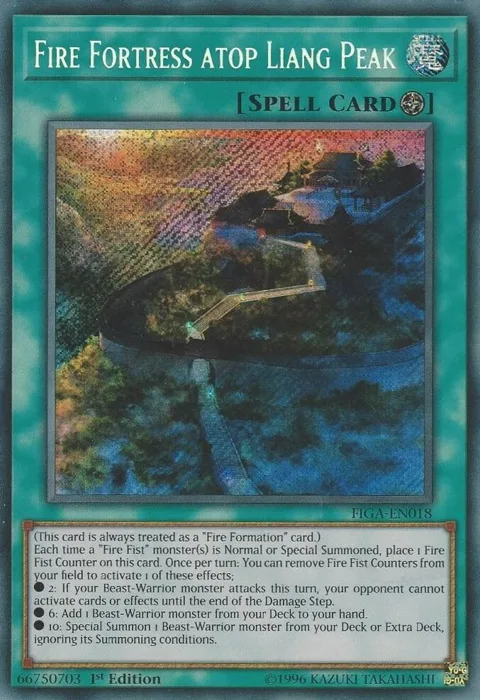 Fire Fortress atop Liang Peak FIGA-EN018 Yu-Gi-Oh card from Fists of the Gadgets