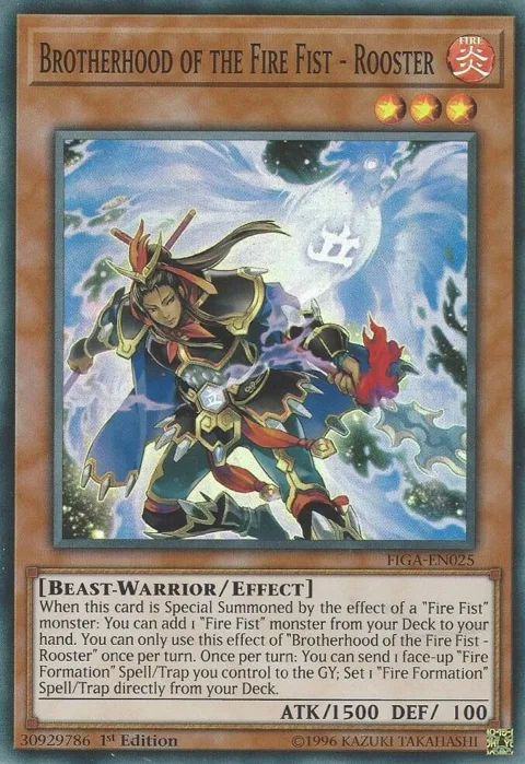 Brotherhood of the Fire Fist - Rooster FIGA-EN025 Yu-Gi-Oh card from Fists of the Gadgets