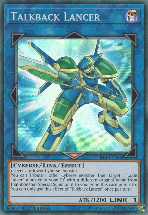 Talkback Lancer FIGA-EN046 Yu-Gi-Oh card from Fists of the Gadgets