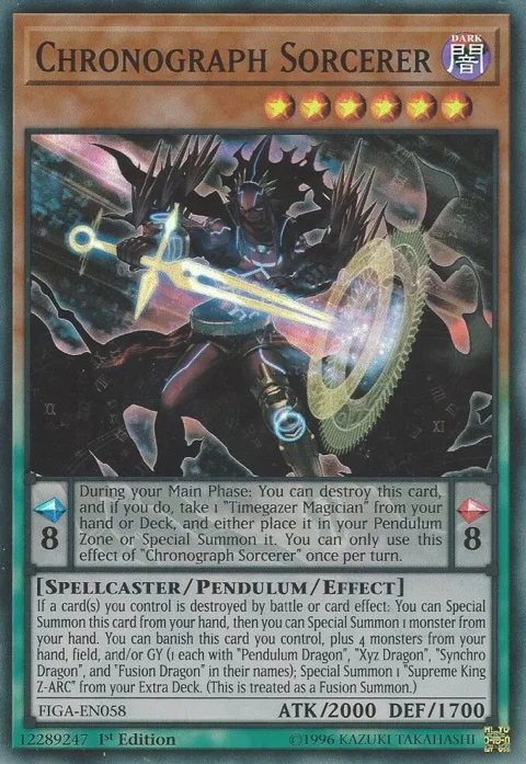 Chronograph Sorcerer FIGA-EN058 Yu-Gi-Oh card from Fists of the Gadgets