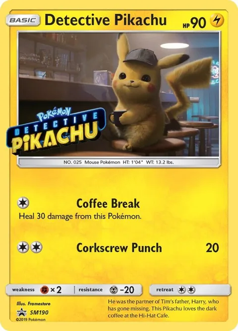 Detective Pikachu - SM190 Stamped #SM190 Holofoil Pokémon card from SM Promos