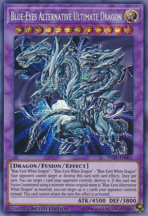 Blue-Eyes Alternative Ultimate Dragon TN19-EN001 Yu-Gi-Oh card from 2019 Gold Sarcophagus Tin