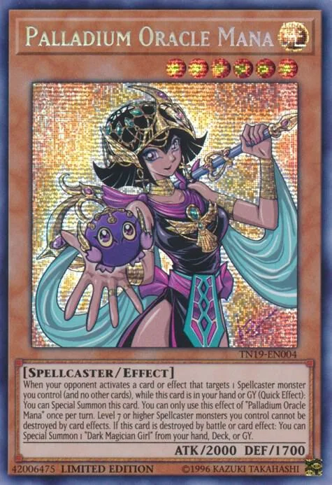 Palladium Oracle Mana TN19-EN004 Yu-Gi-Oh card from 2019 Gold Sarcophagus Tin