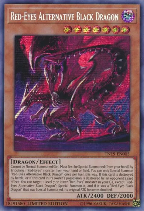 Red-Eyes Alternative Black Dragon TN19-EN005 Yu-Gi-Oh card from 2019 Gold Sarcophagus Tin