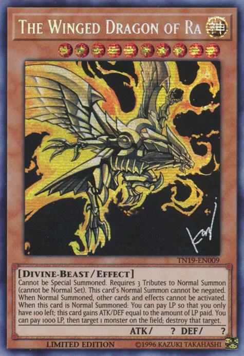The Winged Dragon of Ra TN19-EN009 Yu-Gi-Oh card from 2019 Gold Sarcophagus Tin