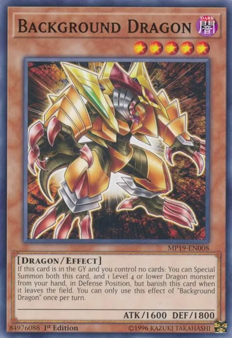 Background Dragon MP19-EN008 Yu-Gi-Oh card from 2019 Gold Sarcophagus Tin Mega Pack
