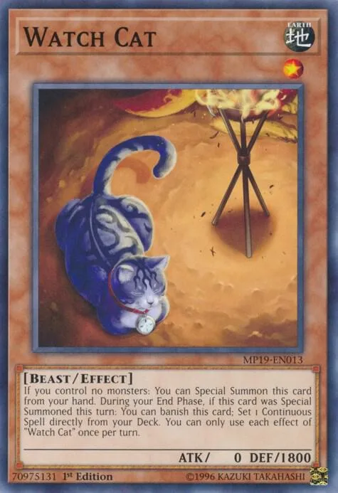 Watch Cat MP19-EN013 Yu-Gi-Oh card from 2019 Gold Sarcophagus Tin Mega Pack