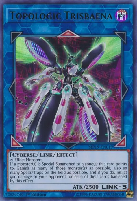Topologic Trisbaena MP19-EN019 Yu-Gi-Oh card from 2019 Gold Sarcophagus Tin Mega Pack