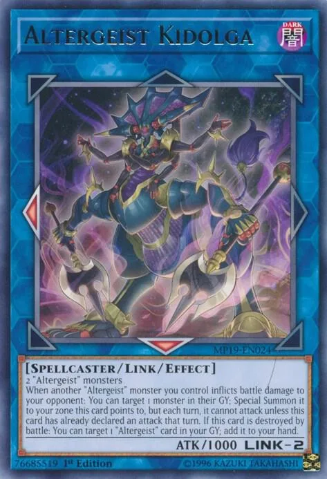 Altergeist Kidolga MP19-EN024 Yu-Gi-Oh card from 2019 Gold Sarcophagus Tin Mega Pack