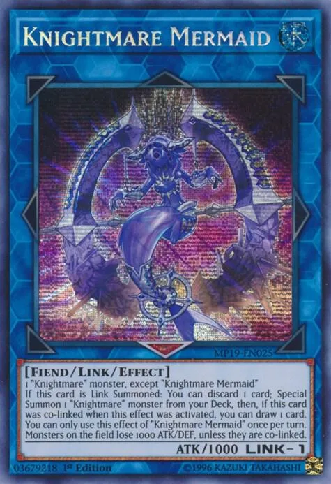 Knightmare Mermaid MP19-EN025 Yu-Gi-Oh card from 2019 Gold Sarcophagus Tin Mega Pack