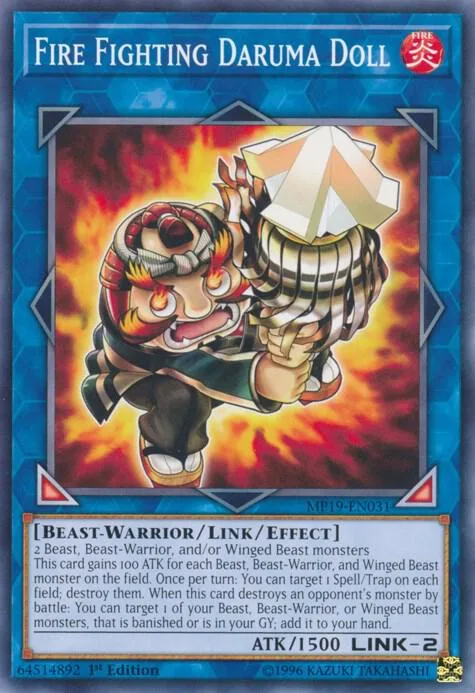 Fire Fighting Daruma Doll MP19-EN031 Yu-Gi-Oh card from 2019 Gold Sarcophagus Tin Mega Pack