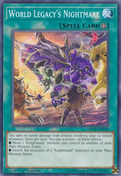 World Legacy's Nightmare MP19-EN039 Yu-Gi-Oh card from 2019 Gold Sarcophagus Tin Mega Pack