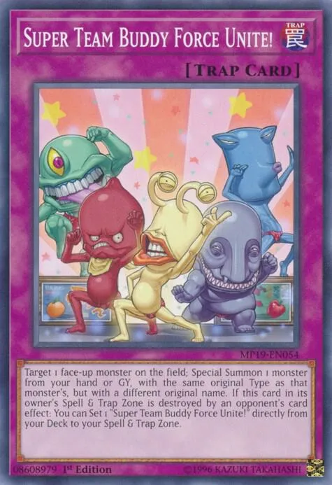 Super Team Buddy Force Unite! MP19-EN054 Yu-Gi-Oh card from 2019 Gold Sarcophagus Tin Mega Pack
