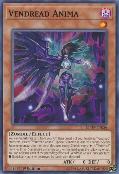 Vendread Anima MP19-EN056 Yu-Gi-Oh card from 2019 Gold Sarcophagus Tin Mega Pack