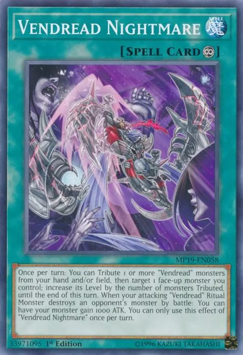 Vendread Nightmare MP19-EN058 Yu-Gi-Oh card from 2019 Gold Sarcophagus Tin Mega Pack