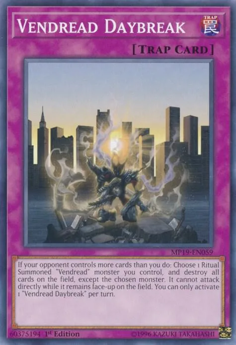 Vendread Daybreak MP19-EN059 Yu-Gi-Oh card from 2019 Gold Sarcophagus Tin Mega Pack