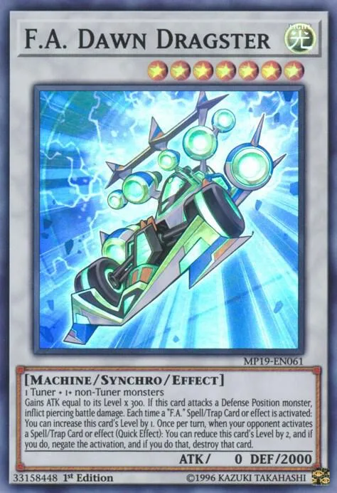 F.A. Dawn Dragster MP19-EN061 Unlimited Yu-Gi-Oh card from 2019 Gold Sarcophagus Tin Mega Pack