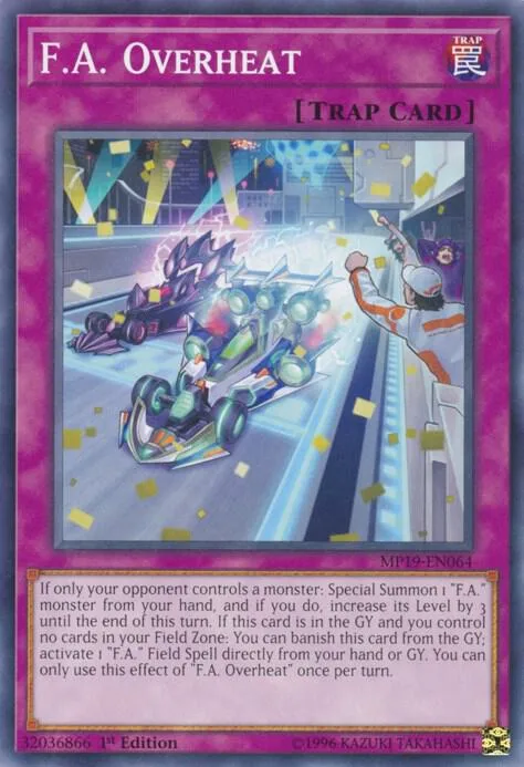 F.A. Overheat MP19-EN064 Yu-Gi-Oh card from 2019 Gold Sarcophagus Tin Mega Pack