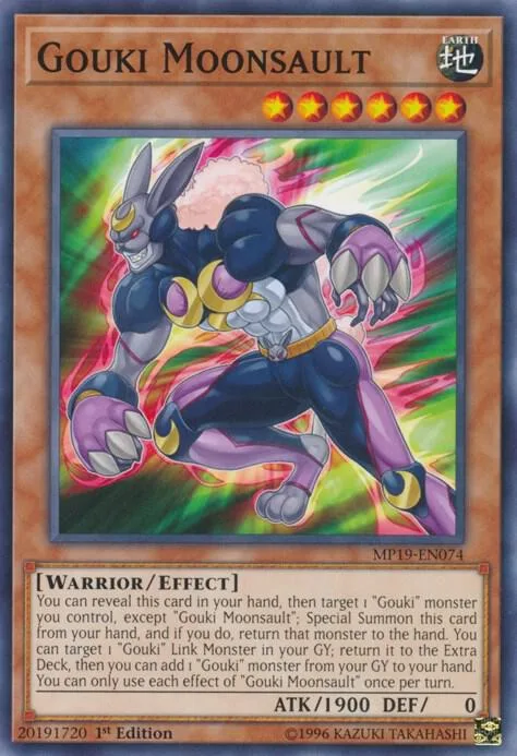 Gouki Moonsault MP19-EN074 Yu-Gi-Oh card from 2019 Gold Sarcophagus Tin Mega Pack