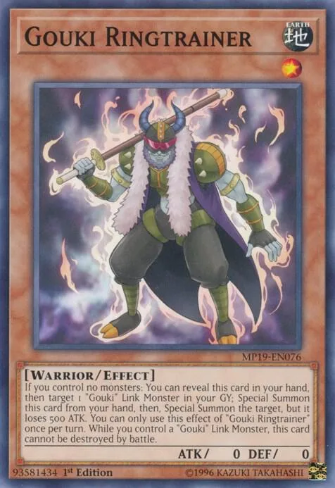 Gouki Ringtrainer MP19-EN076 Yu-Gi-Oh card from 2019 Gold Sarcophagus Tin Mega Pack