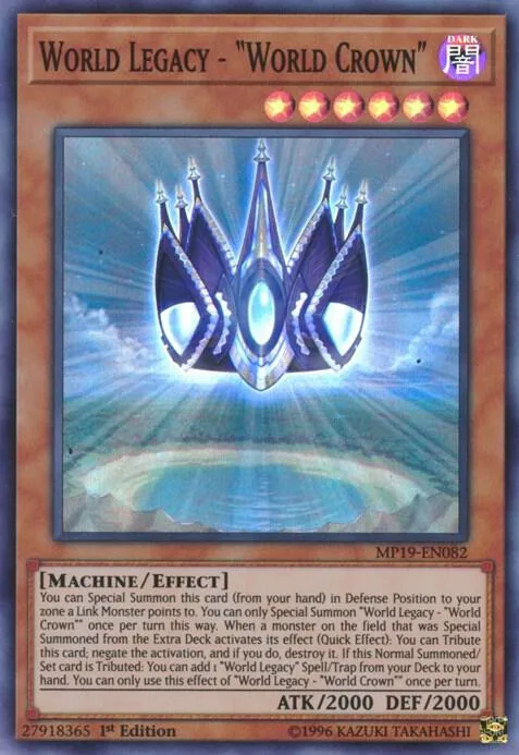 World Legacy - "World Crown" MP19-EN082 Yu-Gi-Oh card from 2019 Gold Sarcophagus Tin Mega Pack
