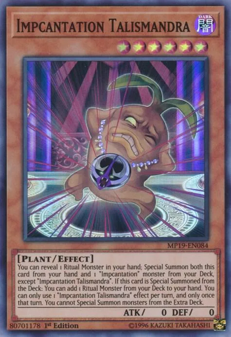 Impcantation Talismandra MP19-EN084 Yu-Gi-Oh card from 2019 Gold Sarcophagus Tin Mega Pack