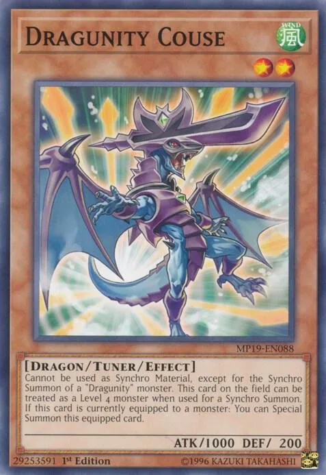 Dragunity Couse MP19-EN088 Yu-Gi-Oh card from 2019 Gold Sarcophagus Tin Mega Pack