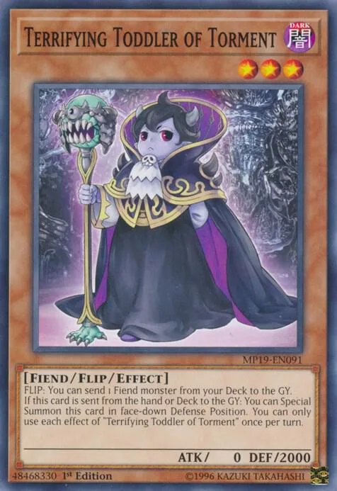 Terrifying Toddler of Torment MP19-EN091 Yu-Gi-Oh card from 2019 Gold Sarcophagus Tin Mega Pack