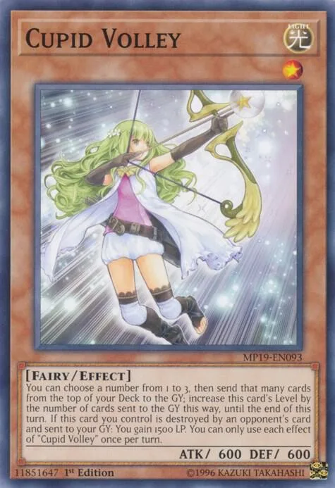 Cupid Volley MP19-EN093 Yu-Gi-Oh card from 2019 Gold Sarcophagus Tin Mega Pack