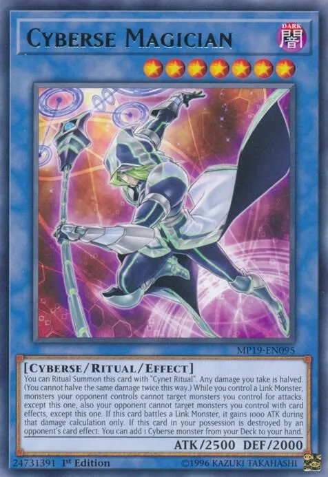 Cyberse Magician MP19-EN095 Yu-Gi-Oh card from 2019 Gold Sarcophagus Tin Mega Pack