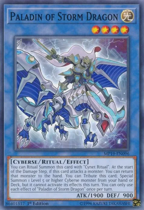 Paladin of Storm Dragon MP19-EN096 Yu-Gi-Oh card from 2019 Gold Sarcophagus Tin Mega Pack