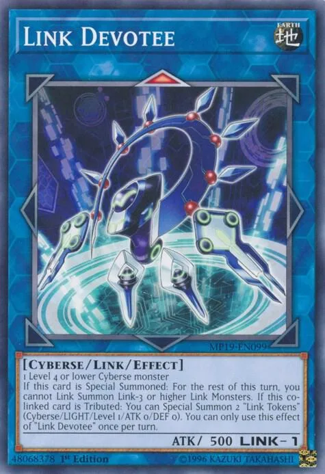 Link Devotee MP19-EN099 Yu-Gi-Oh card from 2019 Gold Sarcophagus Tin Mega Pack